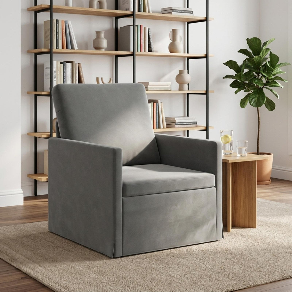 vidaXL Fotel ciemnoszary 70 x 81 x 82 cm Welur