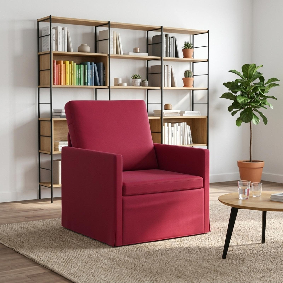 vidaXL Fotel Czerwone wino 70 x 81 x 82 cm Welur