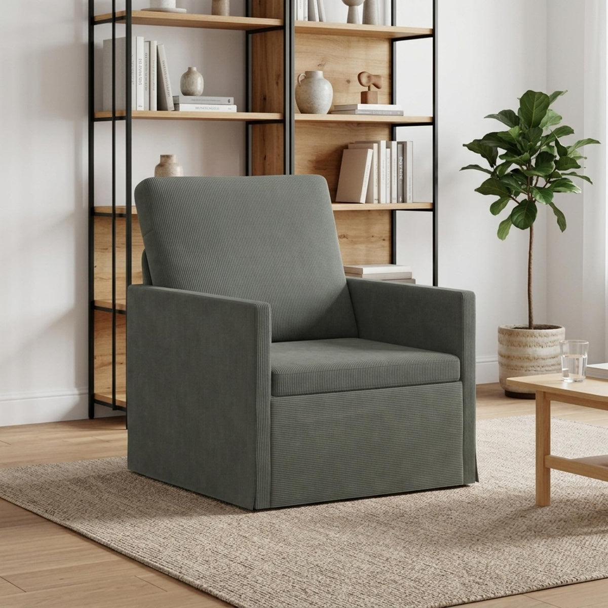 vidaXL Fotel ciemnoszary 70 x 81 x 82 cm Tkanina sztruksowa