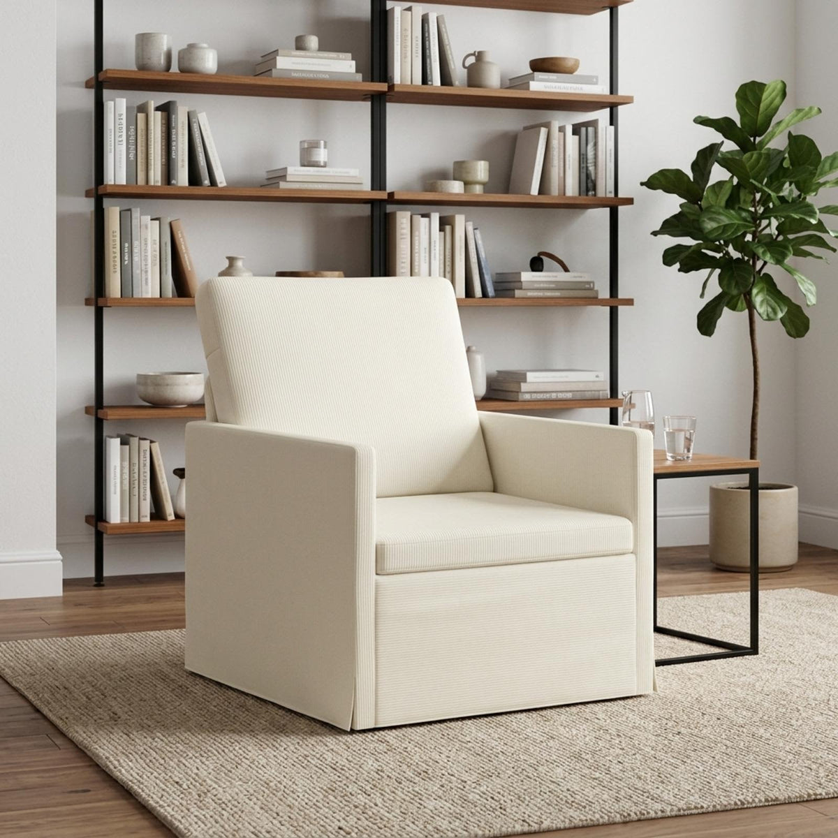 vidaXL Fotel kremowy 70 x 81 x 82 cm Tkanina sztruksowa