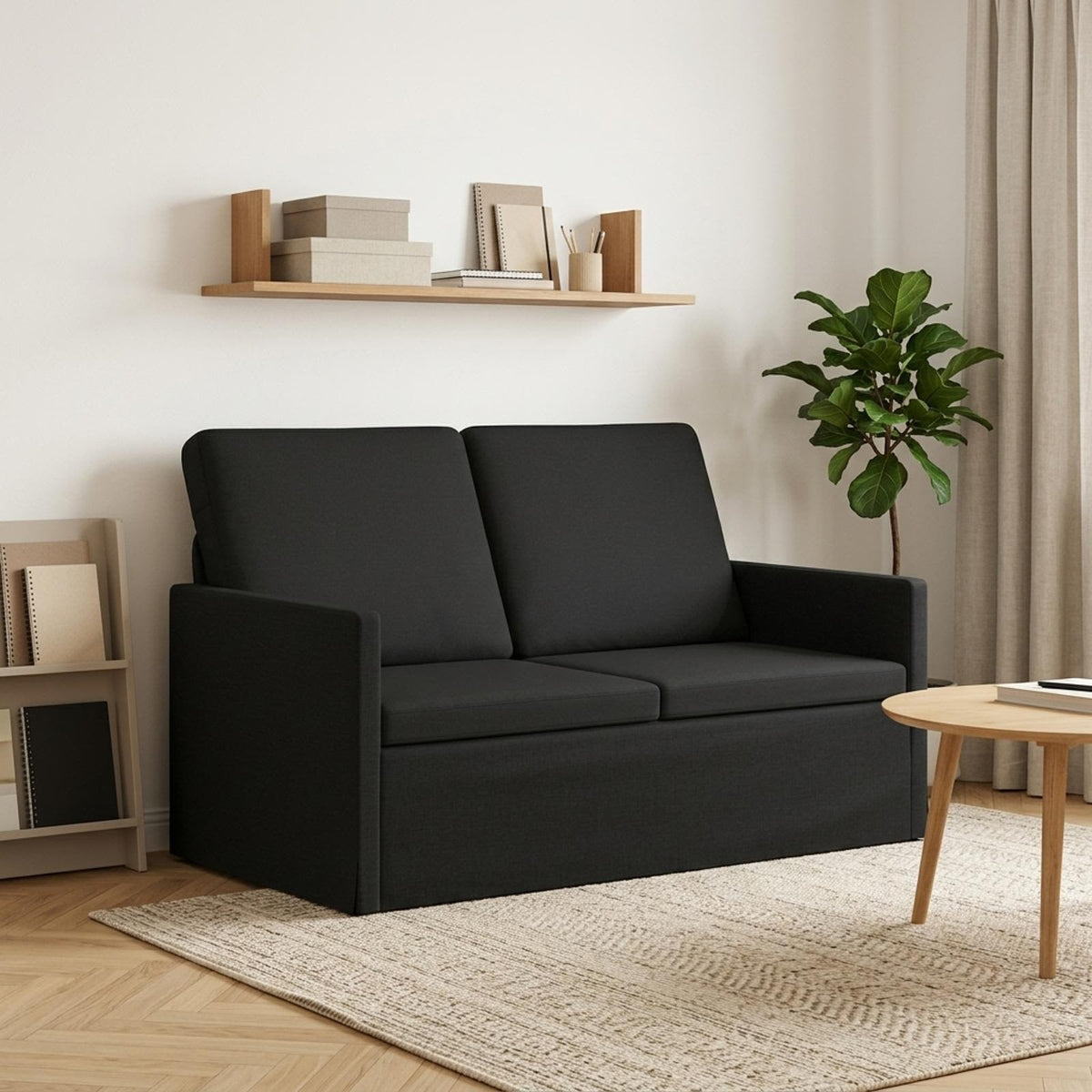 vidaXL Sofa dwuosobowa Czarny 130 x 81 x 82 cm tkanina