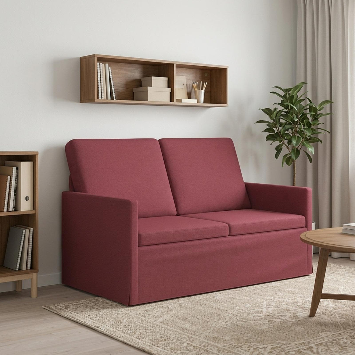 vidaXL Sofa dwuosobowa Czerwone wino 130 x 81 x 82 cm tkanina
