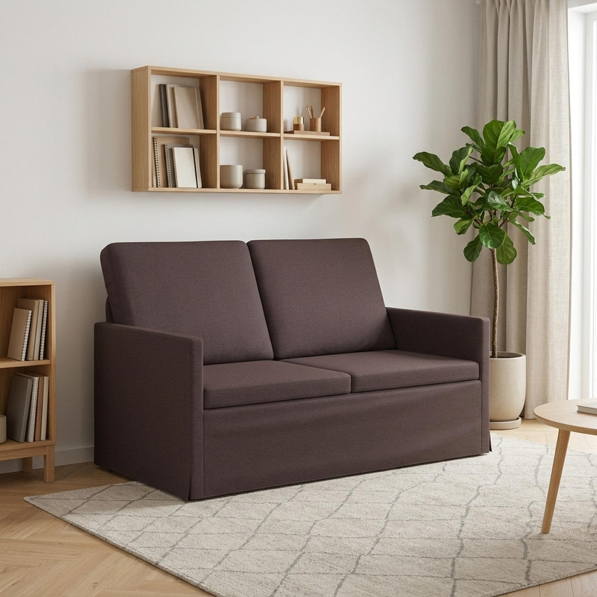vidaXL Sofa dwuosobowa Ciemny brąz 130 x 81 x 82 cm tkanina