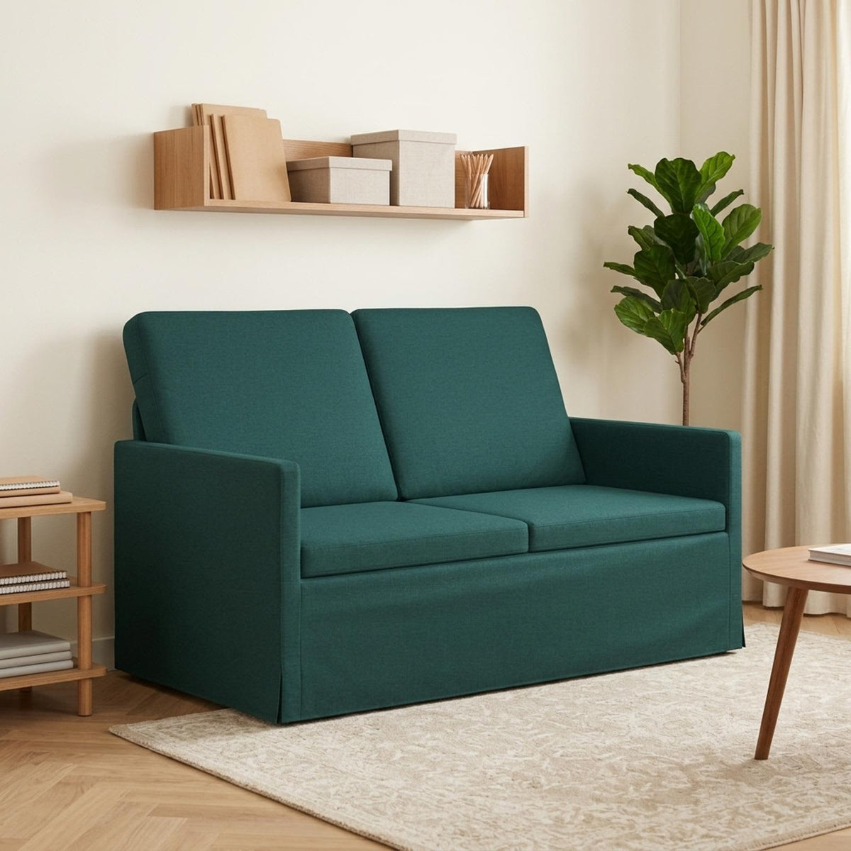 vidaXL Sofa dwuosobowa Ciemnozielony 130 x 81 x 82 cm tkanina