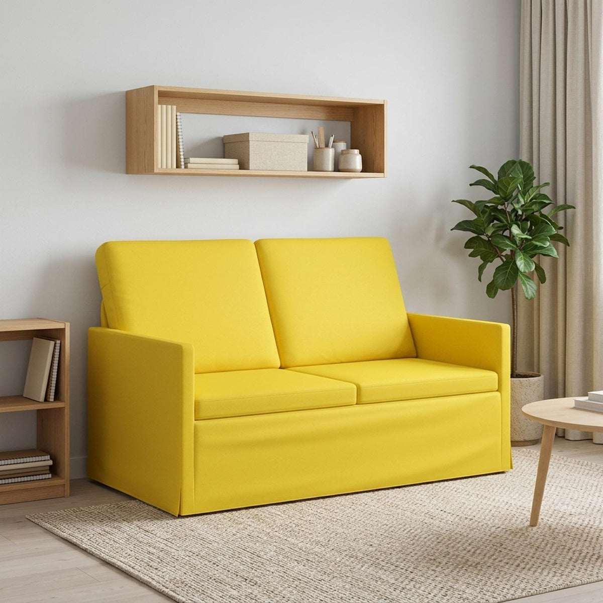 vidaXL Sofa dwuosobowa Jasnożółty 130 x 81 x 82 cm tkanina