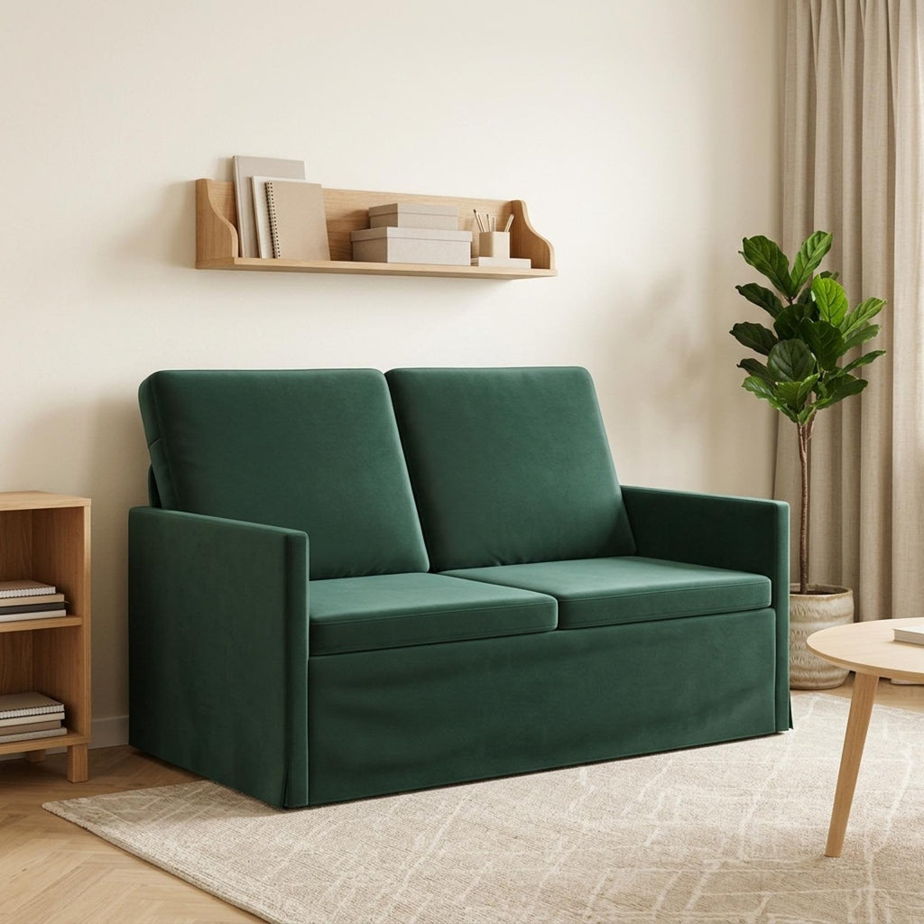 vidaXL Sofa dwuosobowa Ciemnozielony 130 x 81 x 82 cm Welur