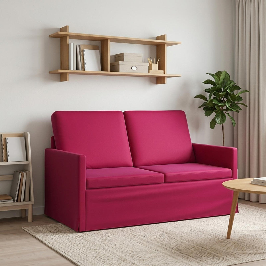 vidaXL Sofa dwuosobowa Czerwone wino 130 x 81 x 82 cm Welur