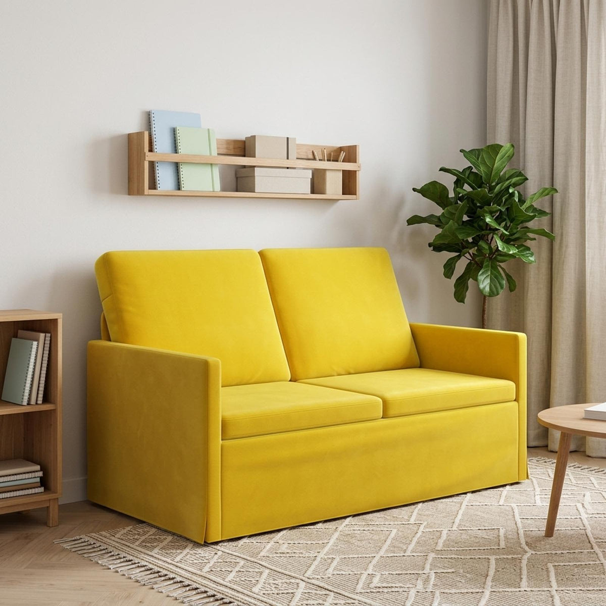 vidaXL Sofa dwuosobowa żółty 130 x 81 x 82 cm Welur
