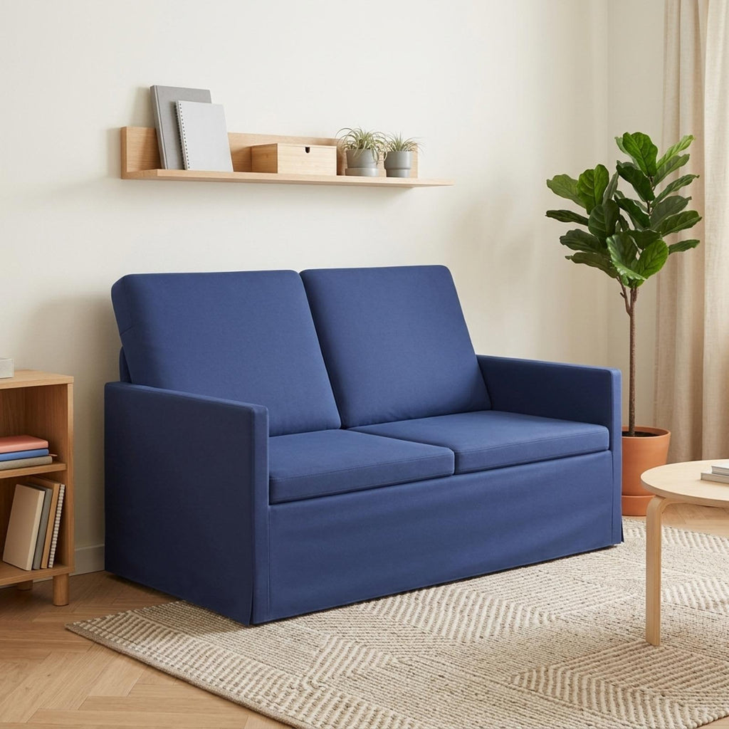 vidaXL Sofa dwuosobowa Niebieski policyjny 130 x 81 x 82 cm Welur
