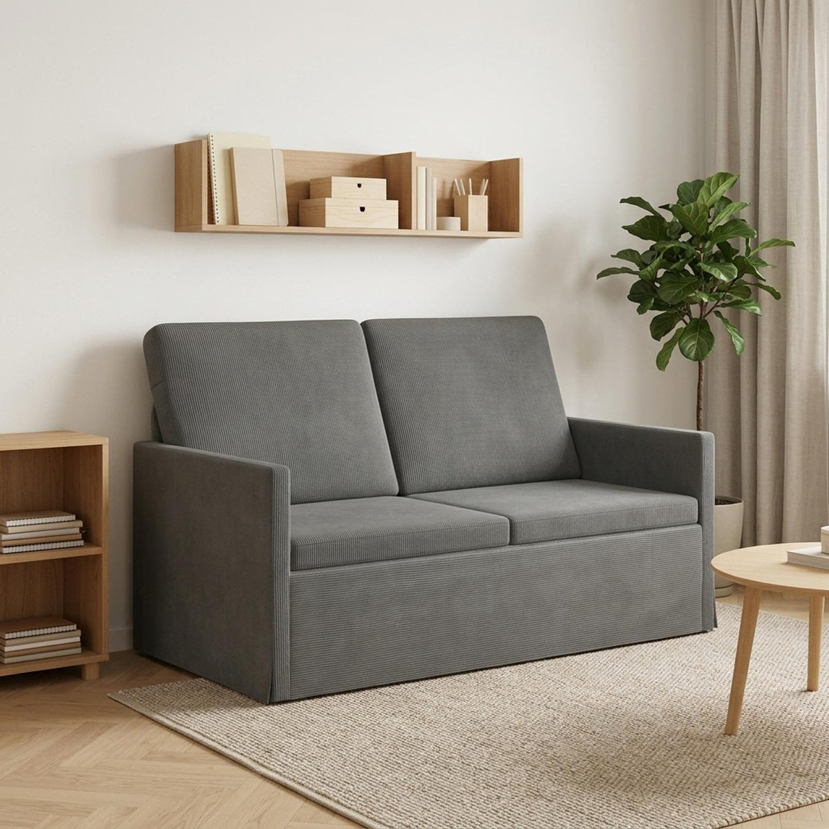 vidaXL Sofa dwuosobowa ciemnoszary 130 x 81 x 82 cm Tkanina sztruksowa