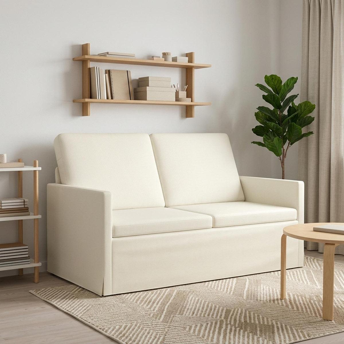 vidaXL Sofa dwuosobowa kremowy 130 x 81 x 82 cm Tkanina sztruksowa