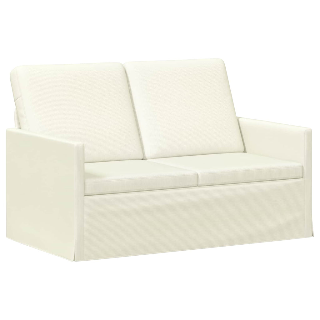 vidaXL Sofa dwuosobowa kremowy 130 x 81 x 82 cm Tkanina sztruksowa