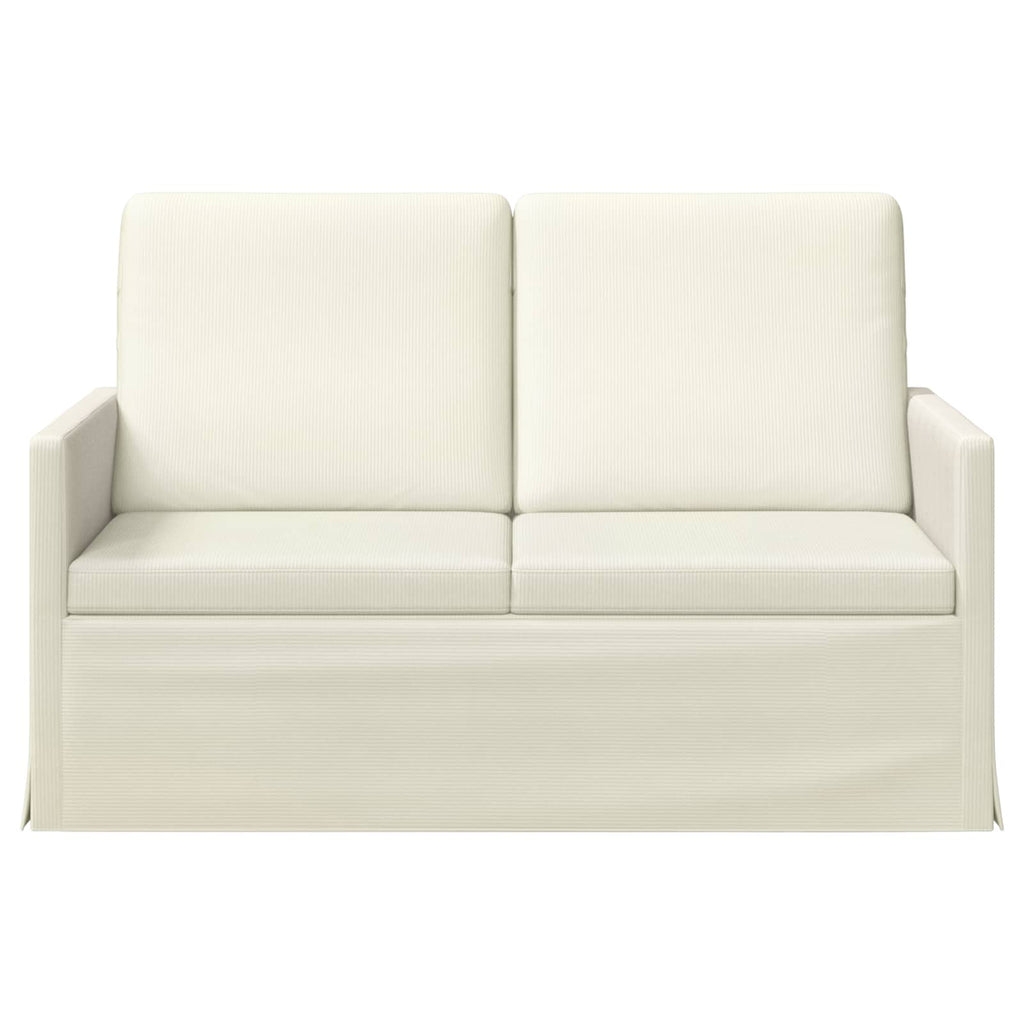vidaXL Sofa dwuosobowa kremowy 130 x 81 x 82 cm Tkanina sztruksowa