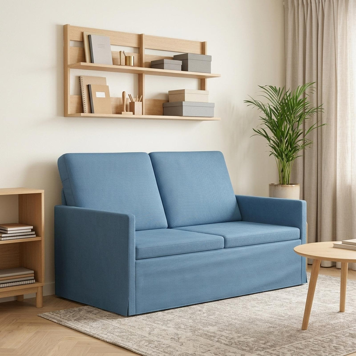vidaXL Sofa dwuosobowa niebieski 130 x 81 x 82 cm Tkanina sztruksowa