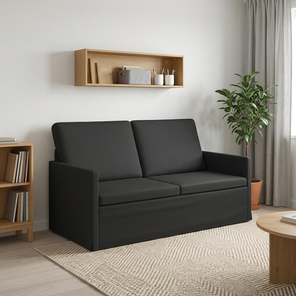 vidaXL Sofa dwuosobowa Czarny 150 x 81 x 82 cm tkanina