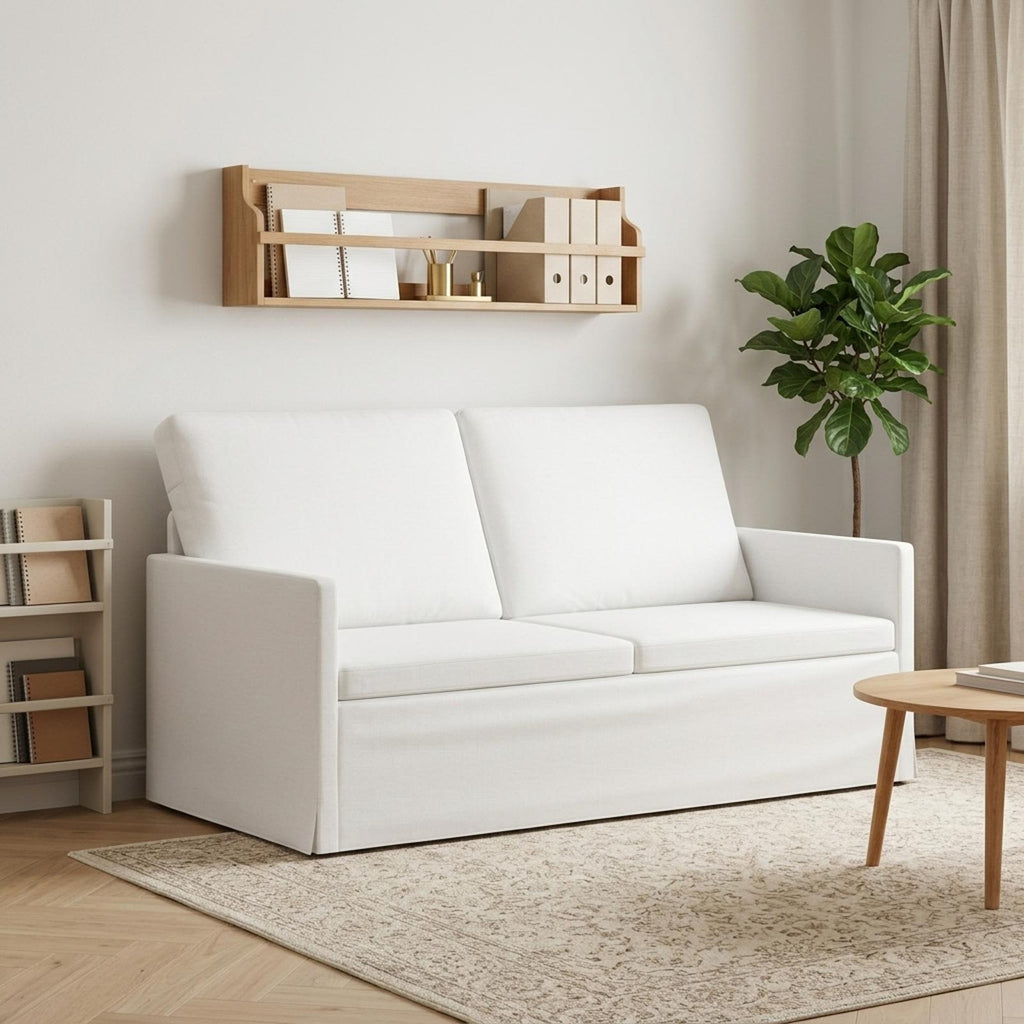 vidaXL Sofa dwuosobowa Biały 150 x 81 x 82 cm tkanina