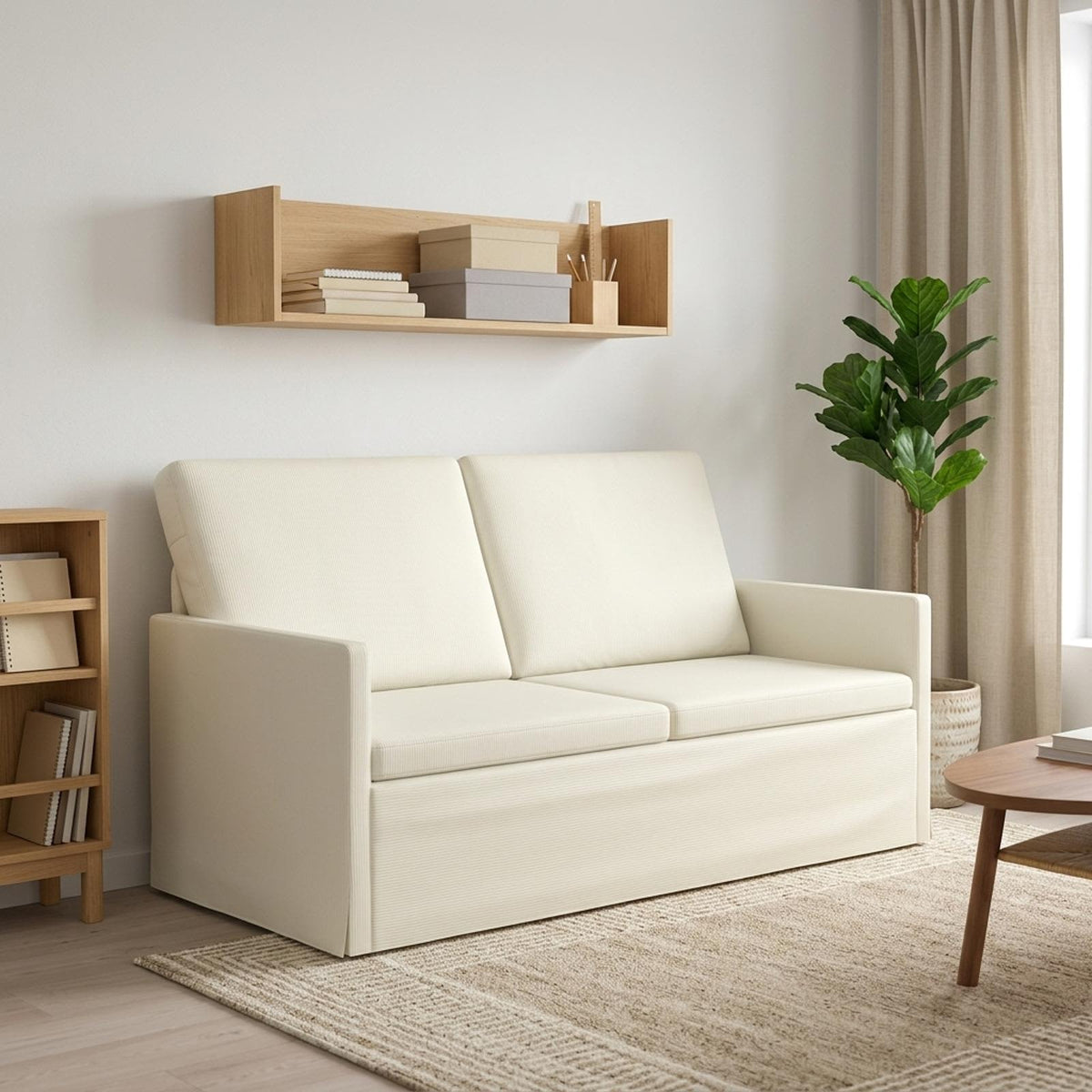 vidaXL Sofa dwuosobowa kremowy 150 x 81 x 82 cm Tkanina sztruksowa
