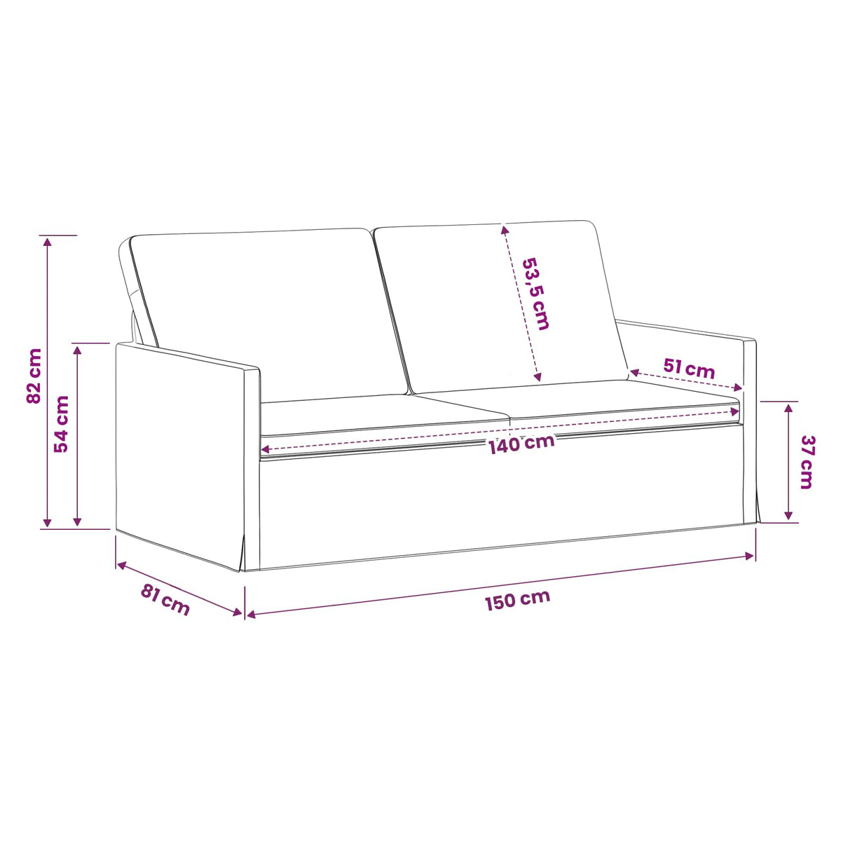 vidaXL Sofa dwuosobowa kremowy 150 x 81 x 82 cm Tkanina sztruksowa