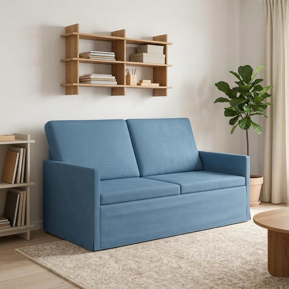 vidaXL Sofa dwuosobowa niebieski 150 x 81 x 82 cm Tkanina sztruksowa