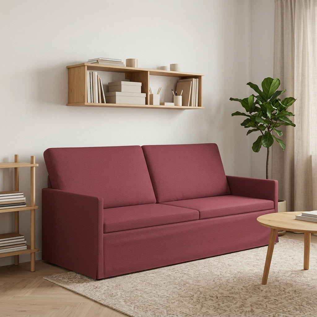 vidaXL Sofa na 3 osoby Czerwone wino 190 x 81 x 82 cm tkanina