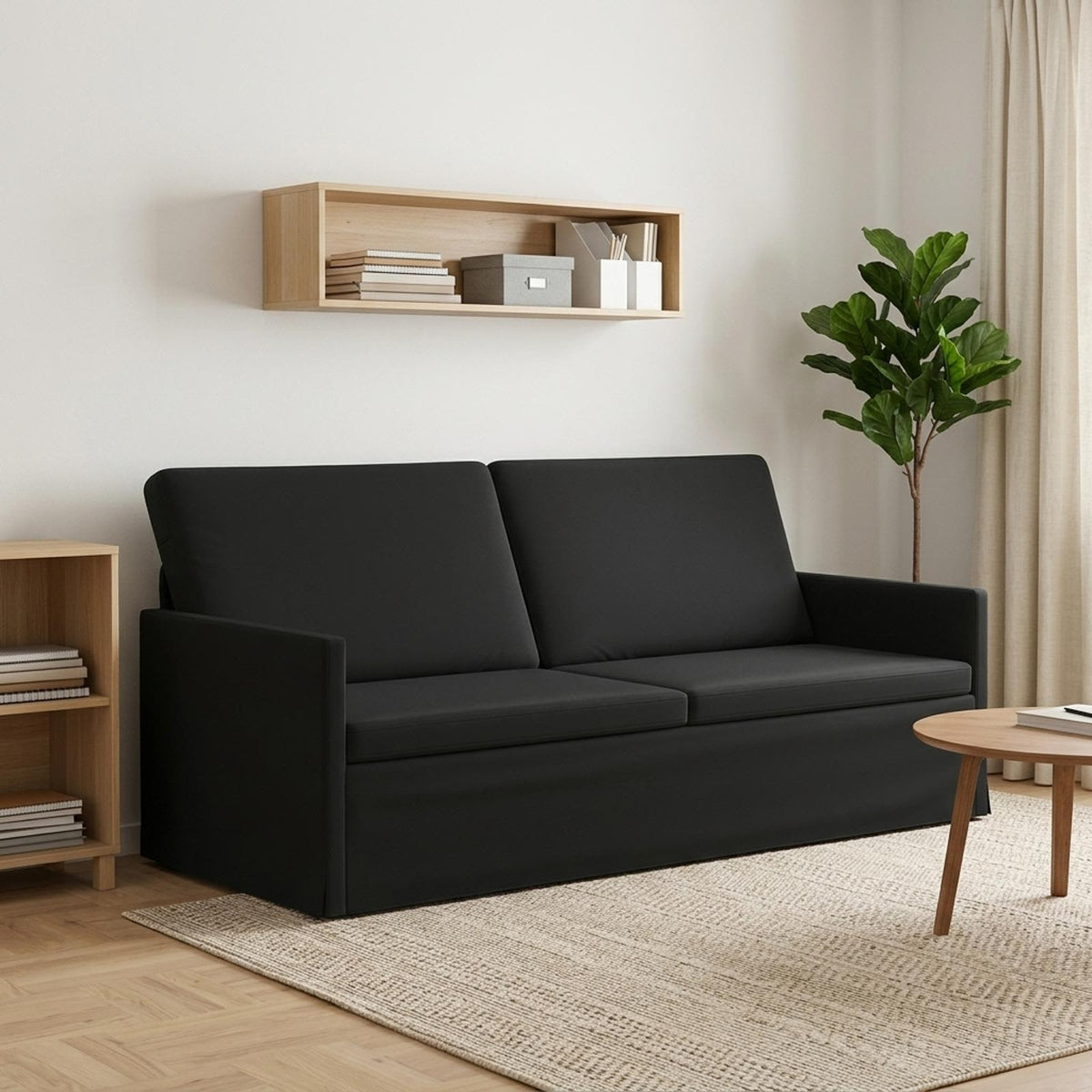 vidaXL Sofa na 3 osoby Czarny 190 x 81 x 82 cm Welur