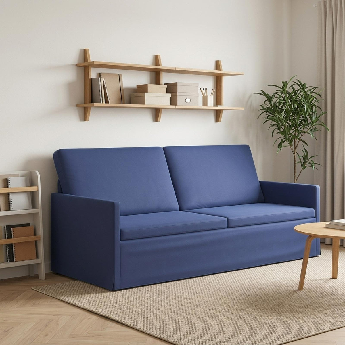 vidaXL Sofa na 3 osoby Niebieski policyjny 190 x 81 x 82 cm Welur
