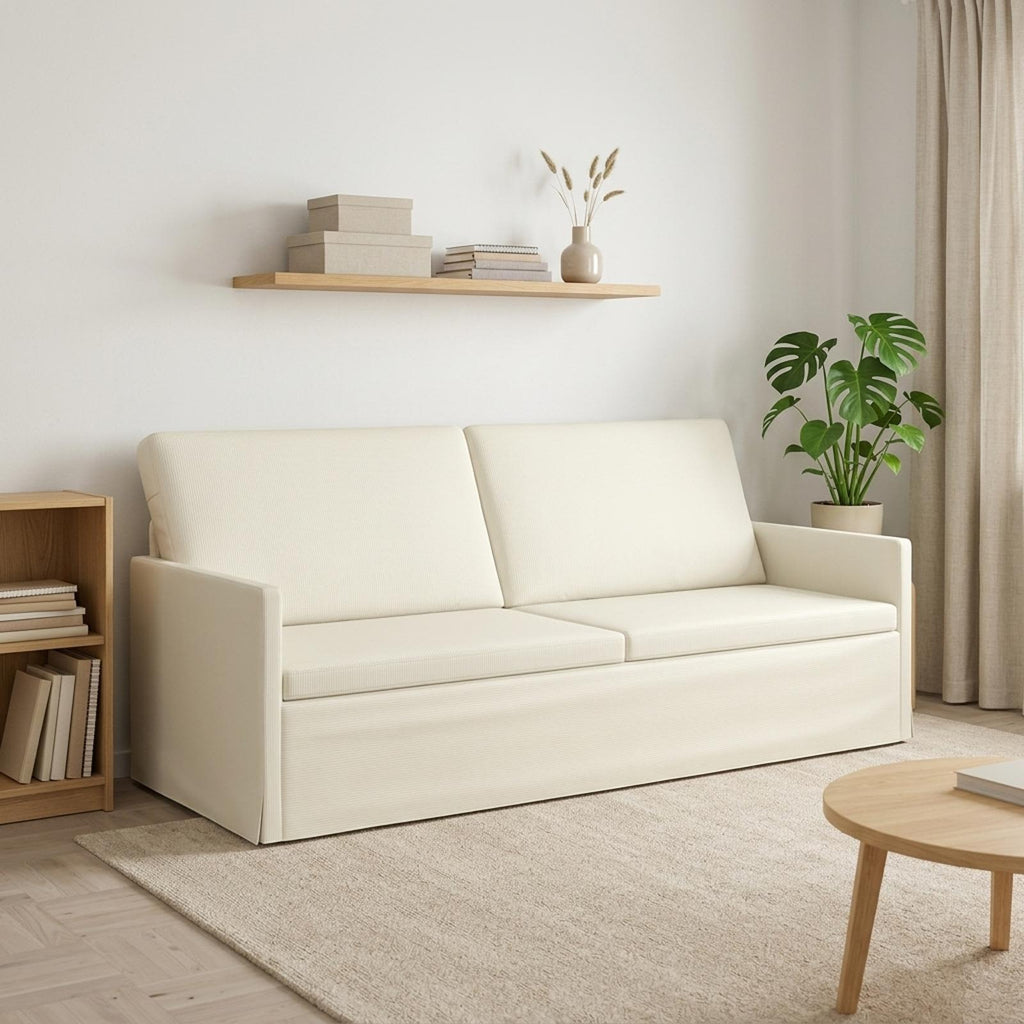 vidaXL Sofa na 3 osoby kremowy 190 x 81 x 82 cm Tkanina sztruksowa