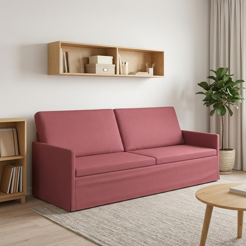 vidaXL Sofa na 3 osoby Czerwone wino 220 x 81 x 82 cm tkanina
