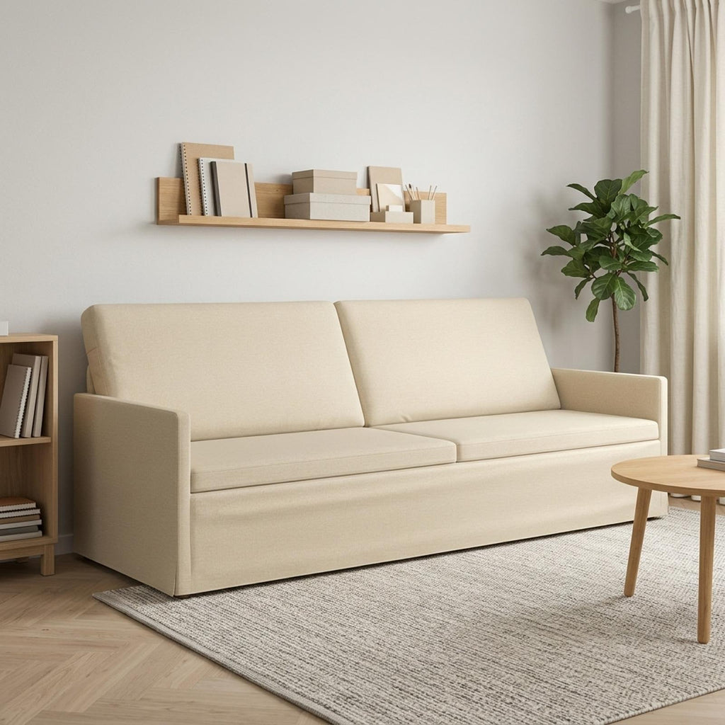vidaXL Sofa na 3 osoby kremowy 220 x 81 x 82 cm tkanina