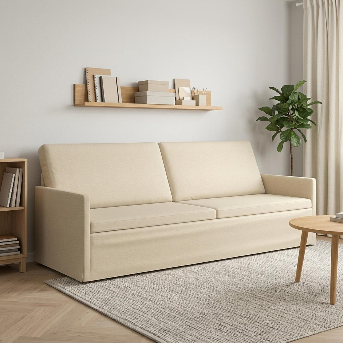 vidaXL Sofa na 3 osoby kremowy 220 x 81 x 82 cm tkanina