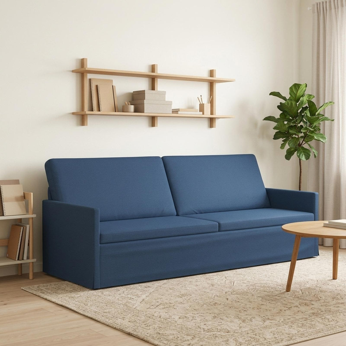 vidaXL Sofa na 3 osoby niebieski 220 x 81 x 82 cm tkanina