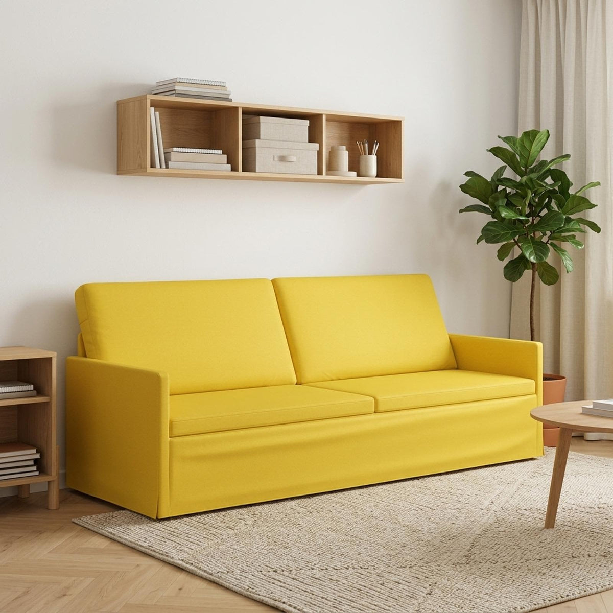 vidaXL Sofa na 3 osoby Jasnożółty 220 x 81 x 82 cm tkanina