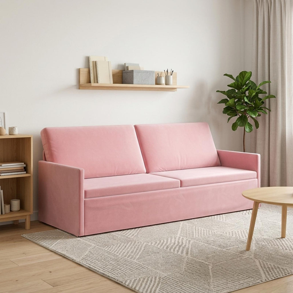 vidaXL Sofa na 3 osoby różowy 220 x 81 x 82 cm Welur