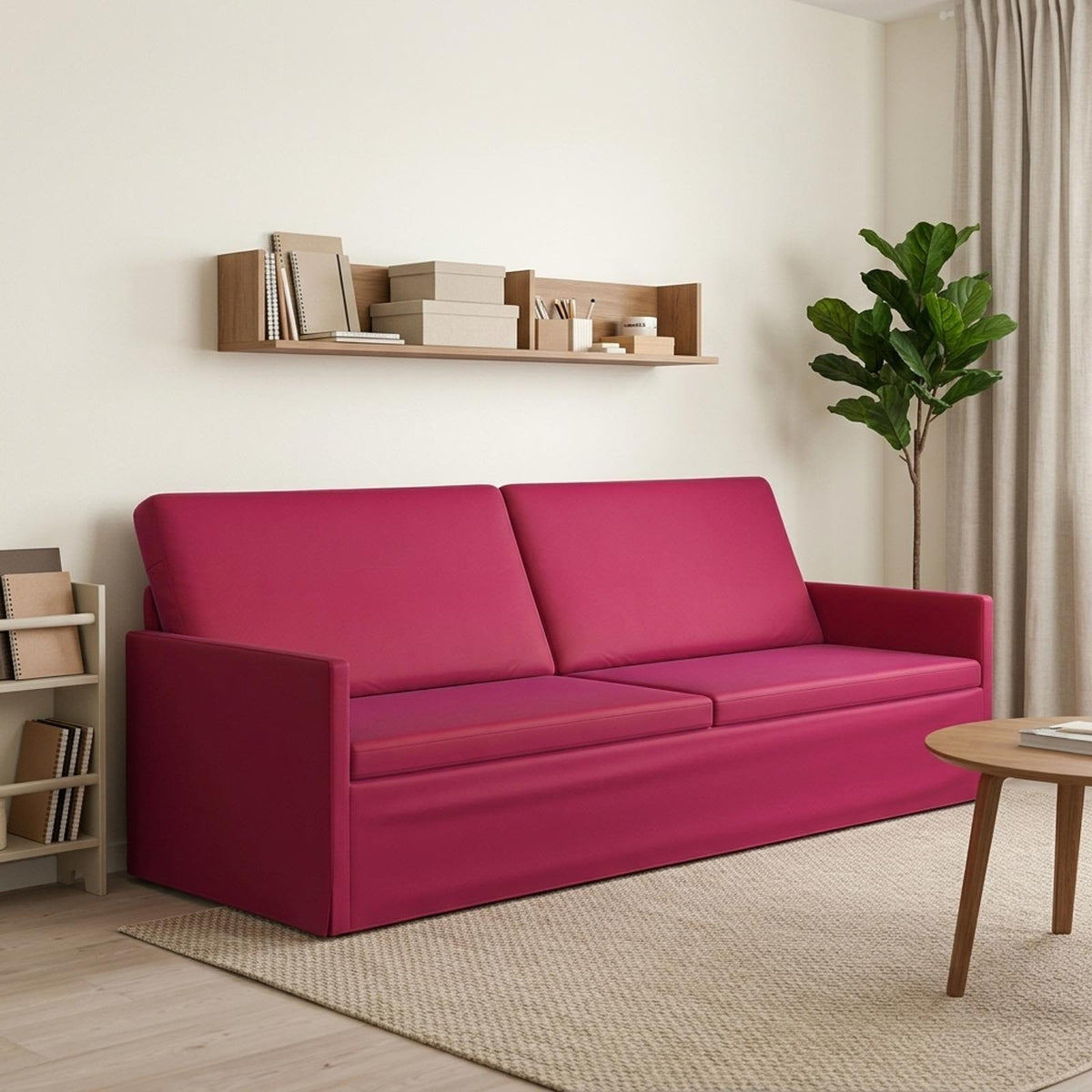 vidaXL Sofa na 3 osoby Czerwone wino 220 x 81 x 82 cm Welur