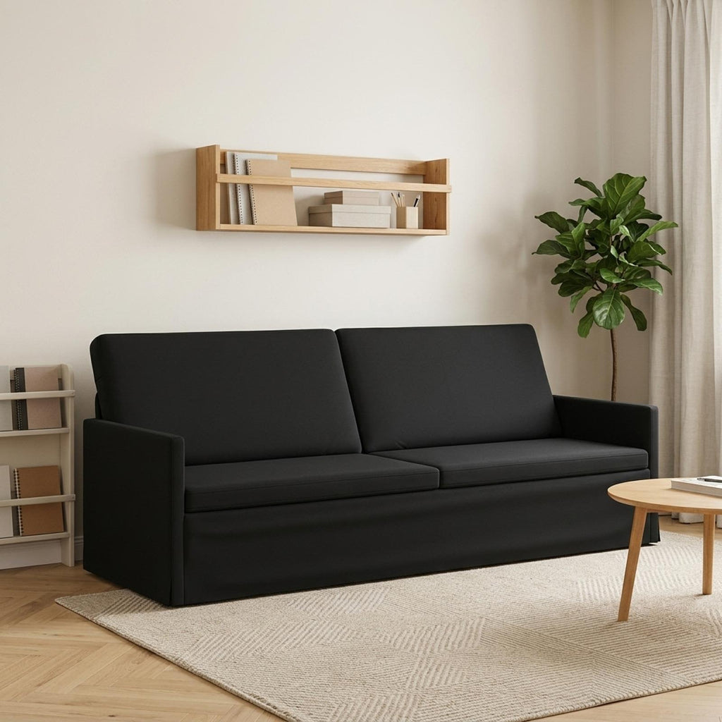 vidaXL Sofa na 3 osoby Czarny 220 x 81 x 82 cm Welur