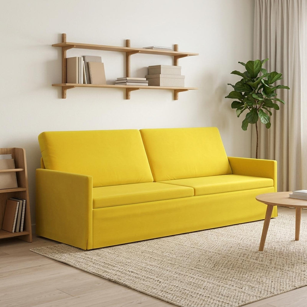 vidaXL Sofa na 3 osoby żółty 220 x 81 x 82 cm Welur