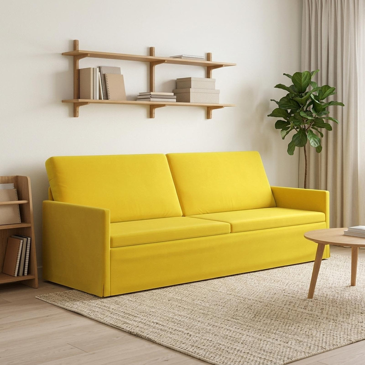 vidaXL Sofa na 3 osoby żółty 220 x 81 x 82 cm Welur
