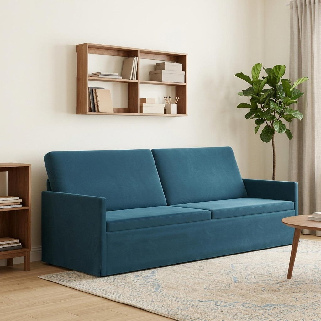 vidaXL Sofa na 3 osoby niebieski 220 x 81 x 82 cm Welur