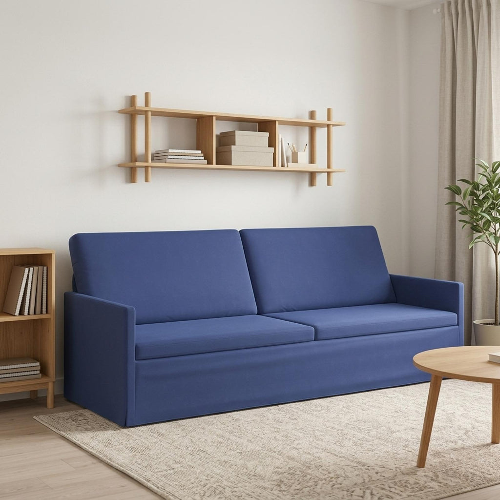 vidaXL Sofa na 3 osoby Niebieski policyjny 220 x 81 x 82 cm Welur