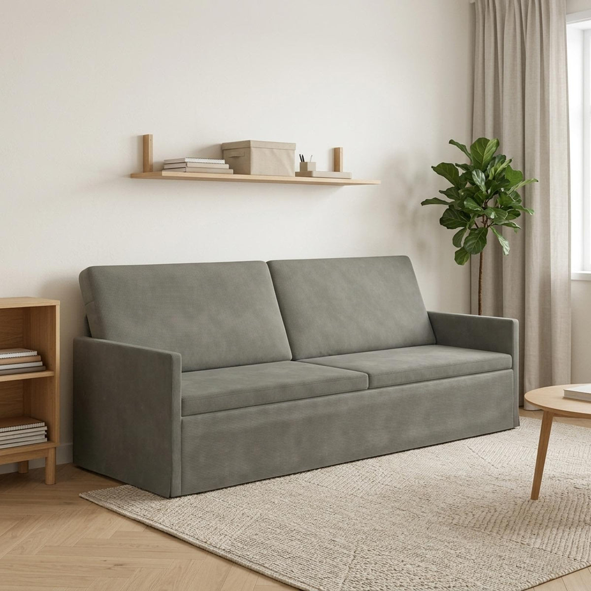 vidaXL Sofa na 3 osoby jasnoszary 220 x 81 x 82 cm Tkanina sztruksowa