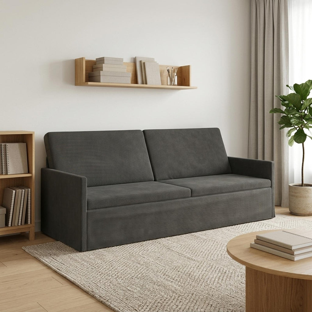vidaXL Sofa na 3 osoby ciemnoszary 220 x 81 x 82 cm Tkanina sztruksowa