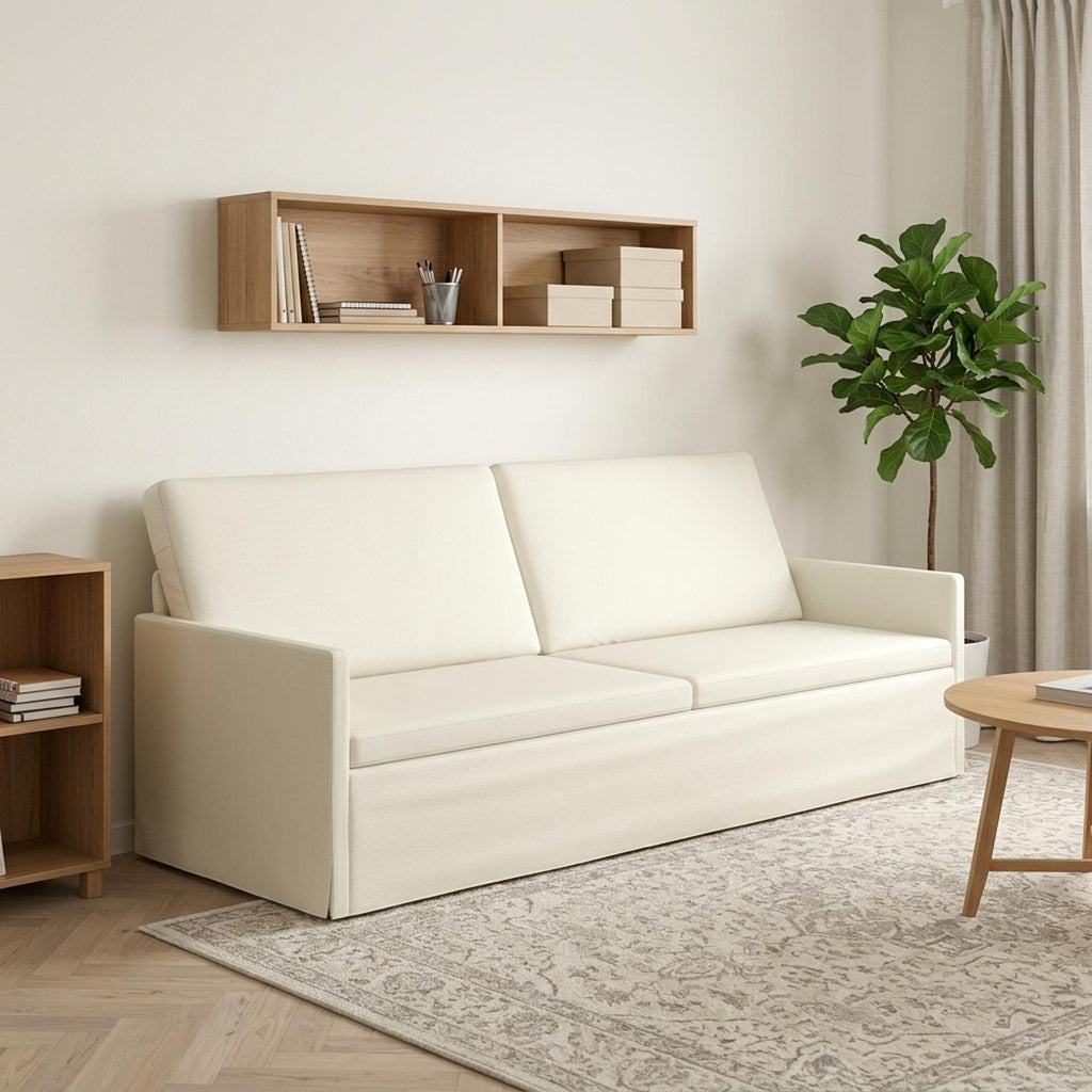 vidaXL Sofa na 3 osoby kremowy 220 x 81 x 82 cm Tkanina sztruksowa
