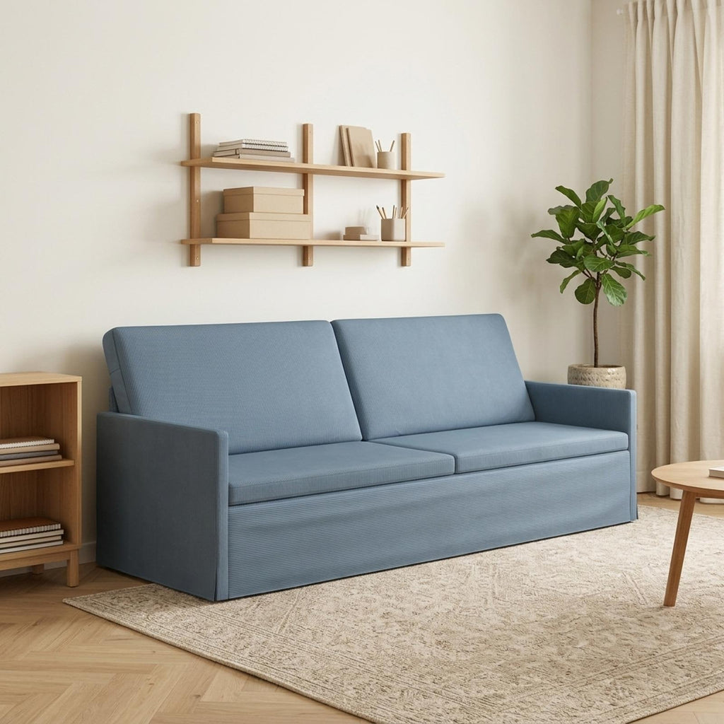 vidaXL Sofa na 3 osoby niebieski 220 x 81 x 82 cm Tkanina sztruksowa