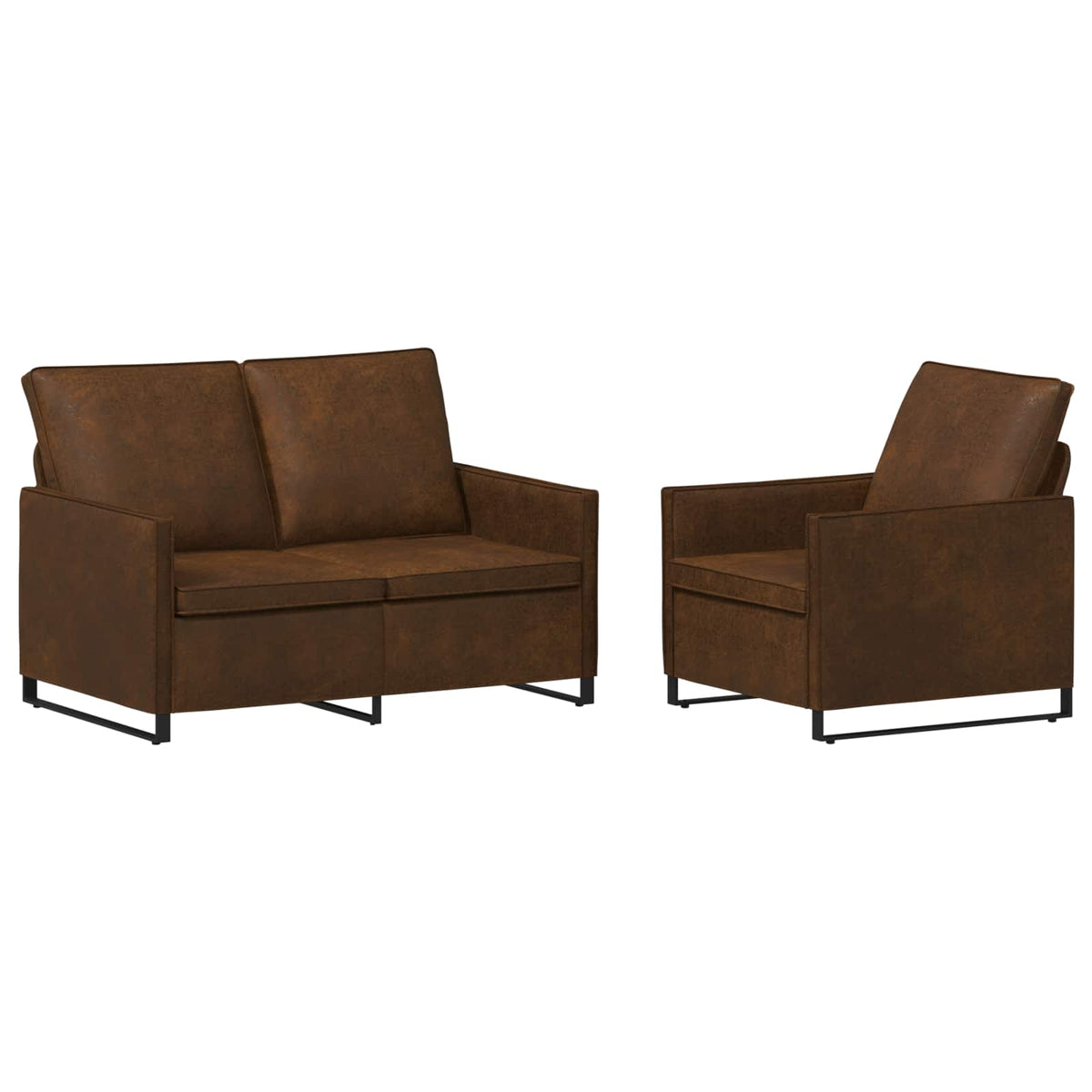 vidaXL Zestaw Sof 2 pcs brązowy Materiał zamszowy syntetyczny