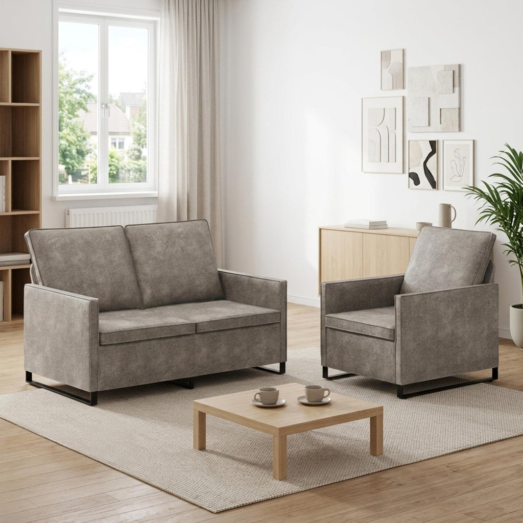 vidaXL Zestaw Sof 2 pcs jasnoszary Materiał zamszowy syntetyczny