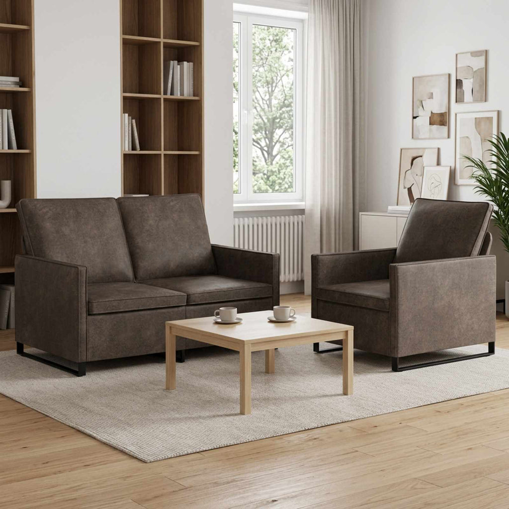 vidaXL Zestaw Sof 2 pcs ciemnoszary Materiał zamszowy syntetyczny