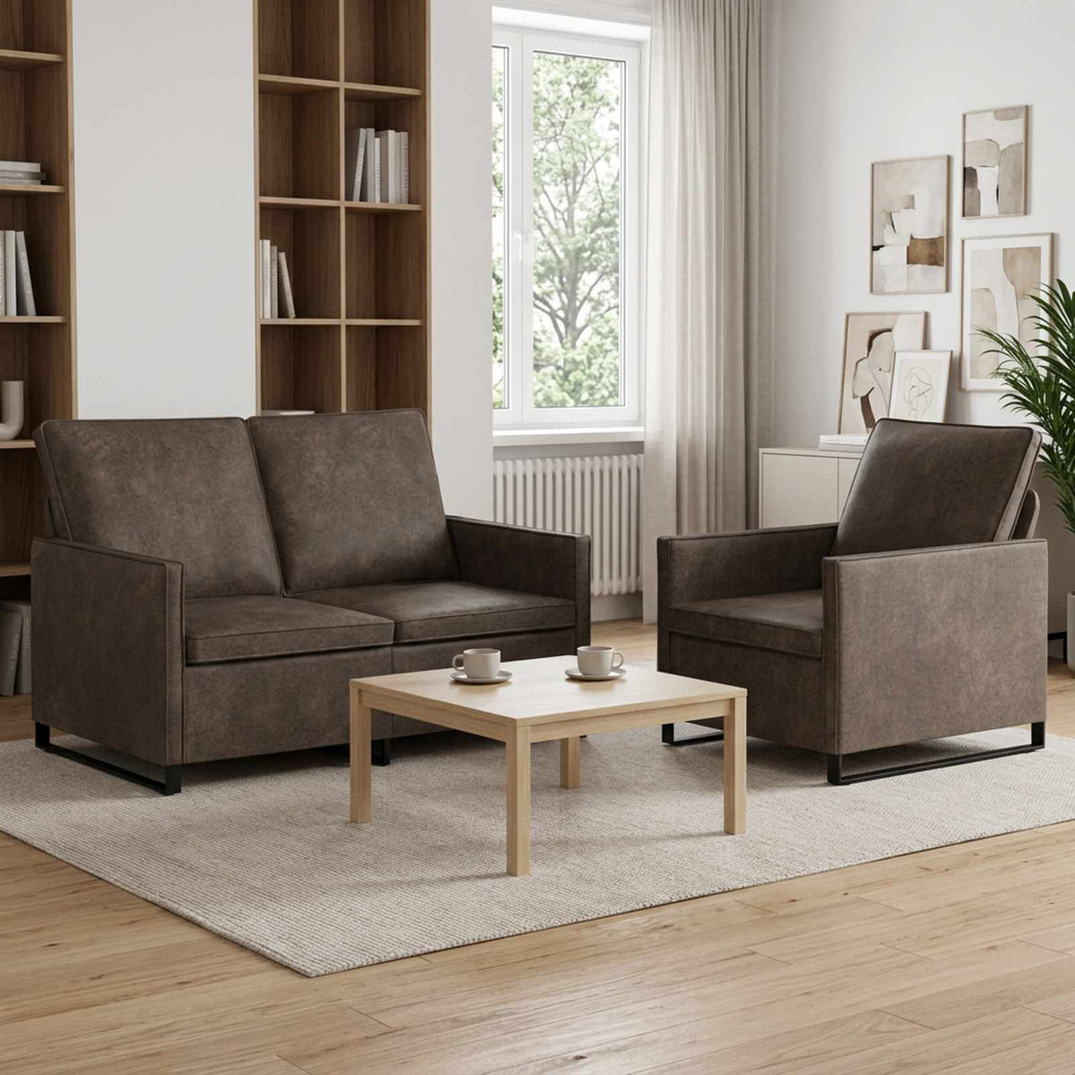 vidaXL Zestaw Sof 2 pcs ciemnoszary Materiał zamszowy syntetyczny