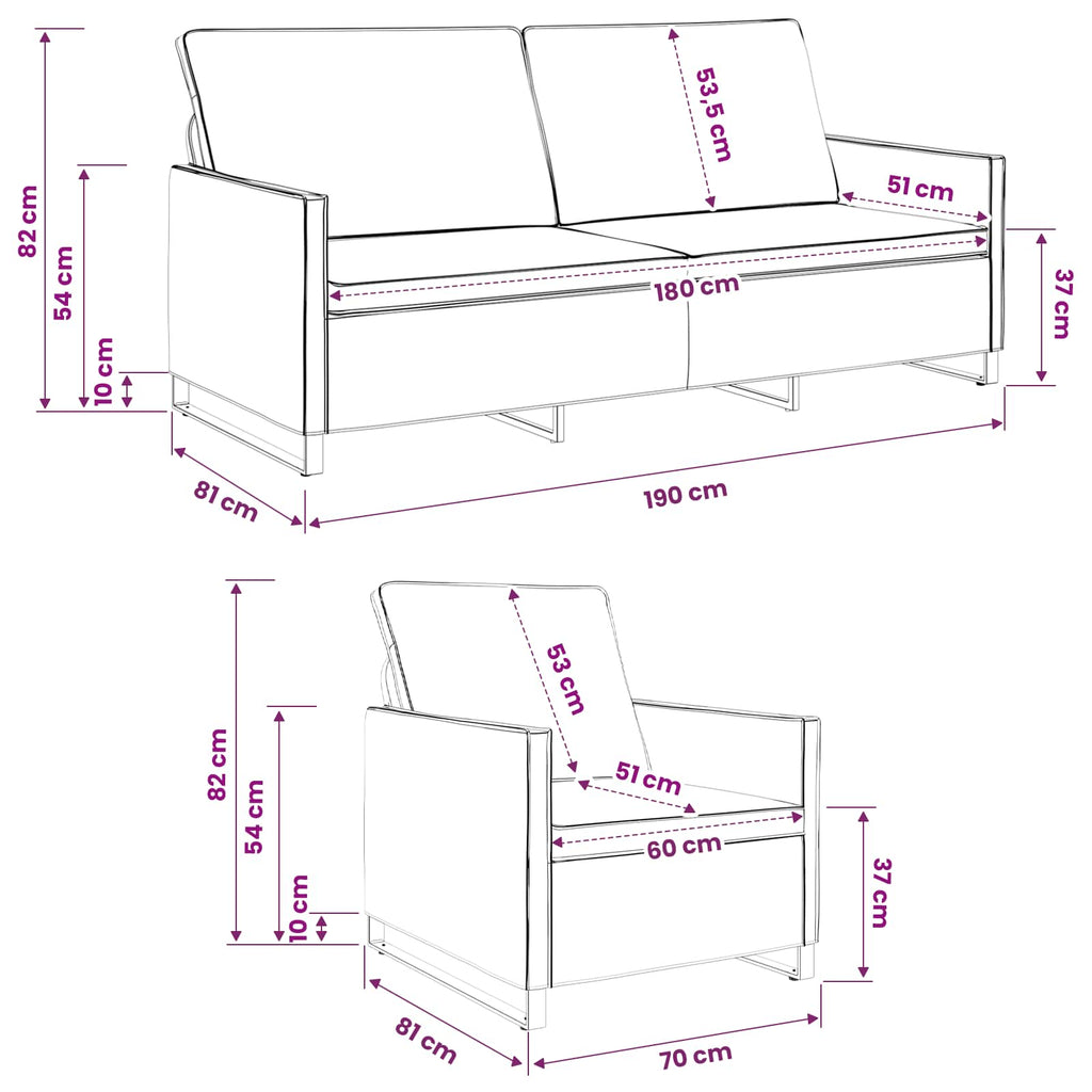 vidaXL Zestaw Sof 2 pcs brązowy Materiał zamszowy syntetyczny