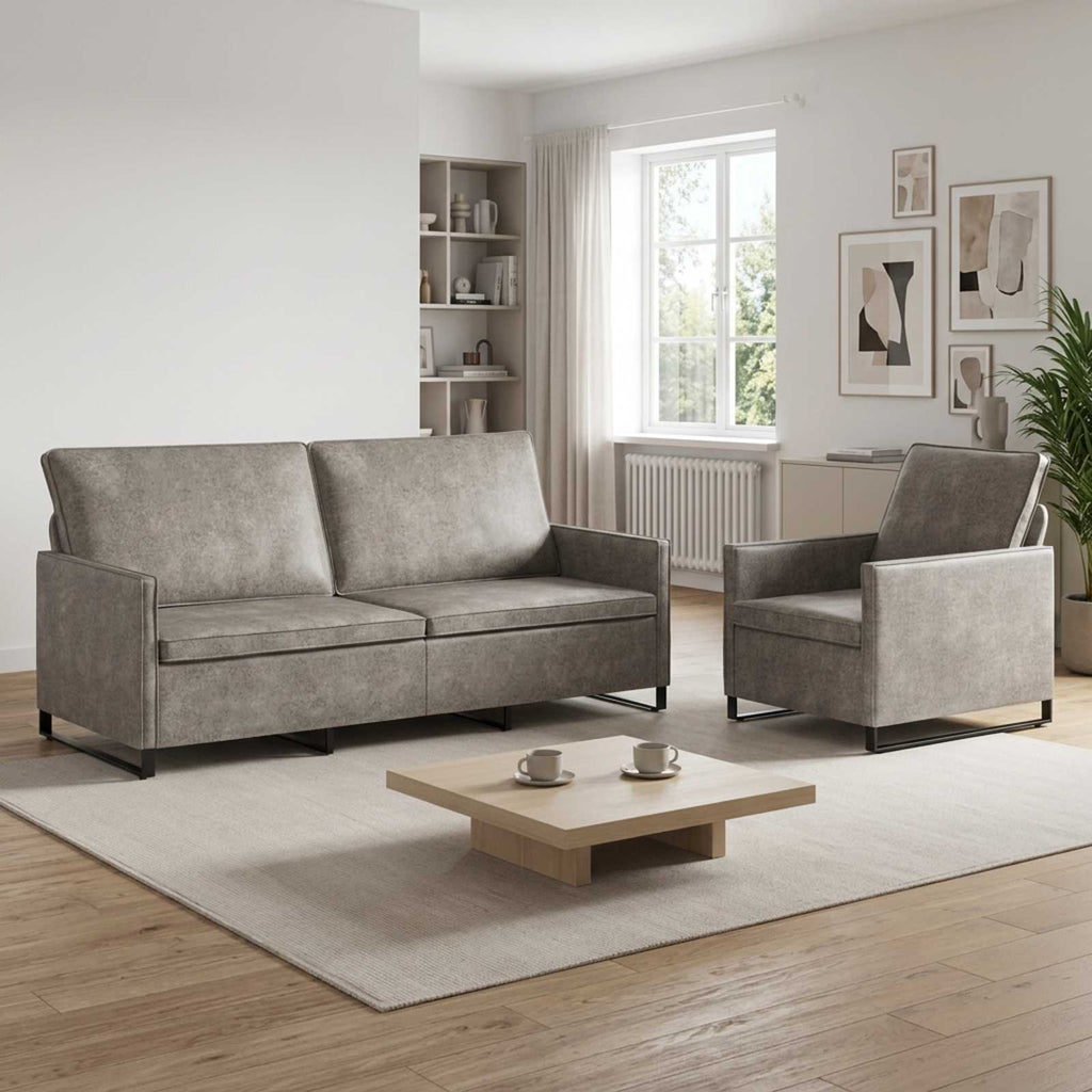 vidaXL Zestaw Sof 2 pcs jasnoszary Materiał zamszowy syntetyczny
