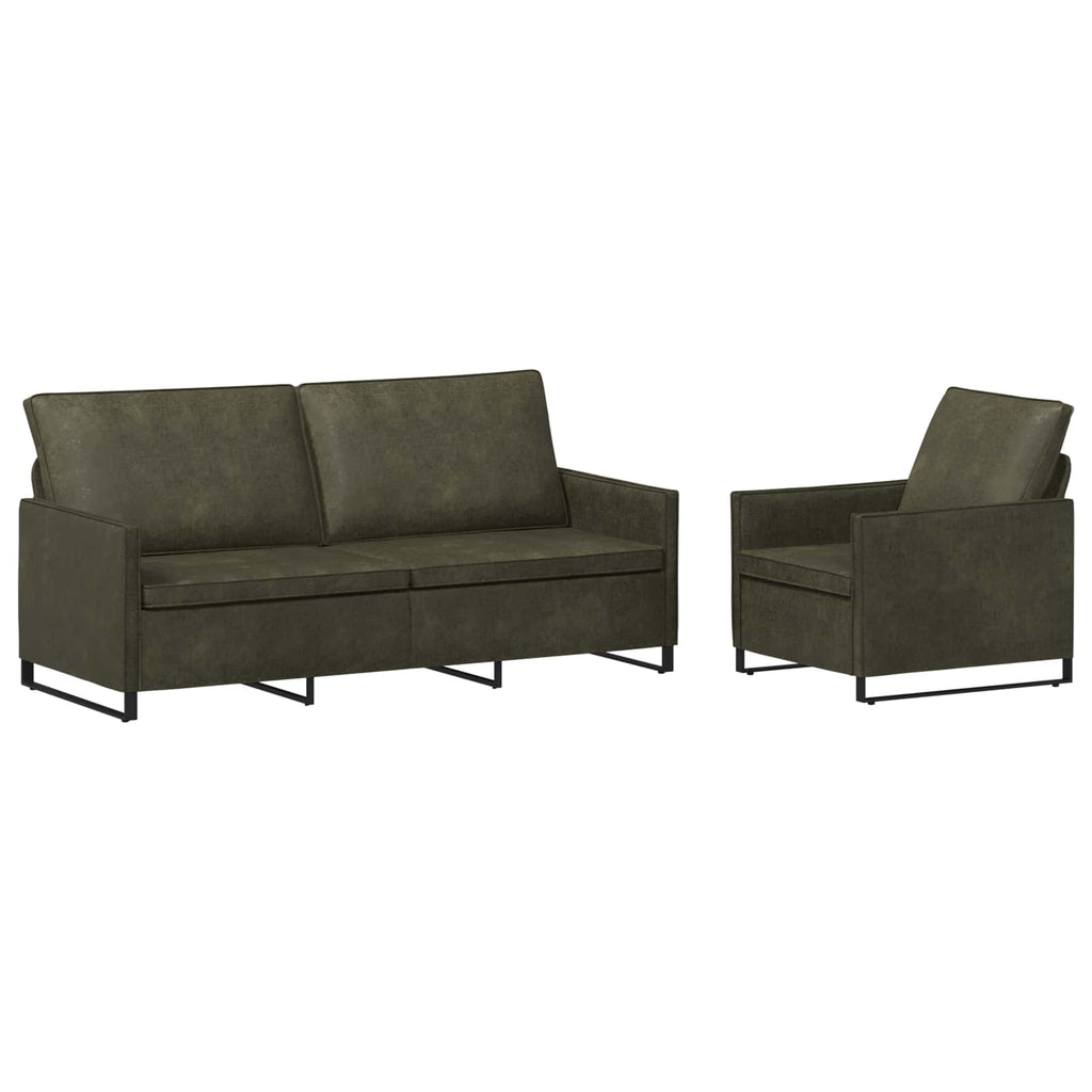 vidaXL Zestaw Sof 2 pcs Zielony wojskowy Materiał zamszowy syntetyczny